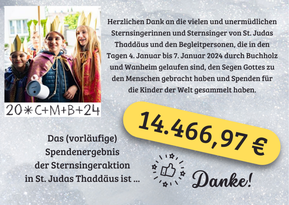 Vorläufiges Spendenergebnis Der Sternsingeraktion St. Judas Thaddäus ...